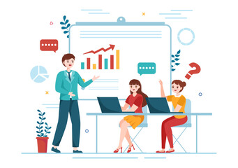 Life Coach for Consultation, Education, Motivation, Mentoring Perspective and Self Coaching in Template Hand Drawn Cartoon Flat Illustration