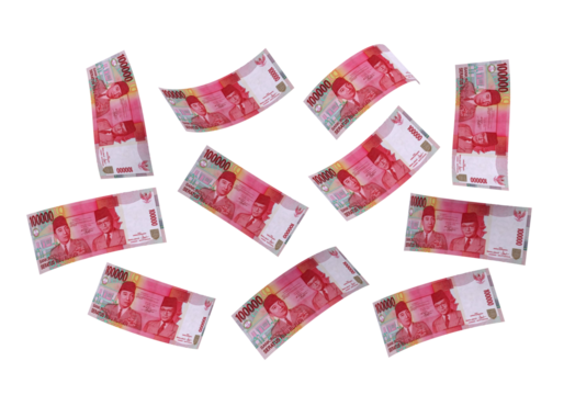 One hundred thousand rupiah banknote money paper transparent background