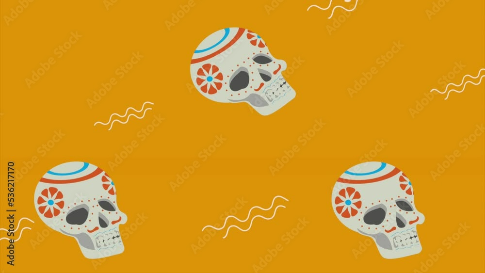 Canvas Prints dia de los muertos animation with skulls heads