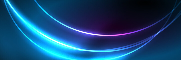 Blue neon glowing lines, magic energy space light concept, abstract background wallpaper design