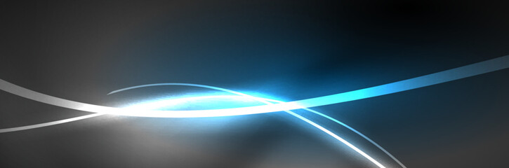 Neon glowing fluid wave lines, magic energy space light concept, abstract background wallpaper design