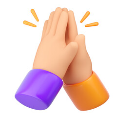 3d Human hands clapping and applause. Business succes, teamwork, agreement and ovation concept. High quality isolated render
