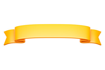 3d label ribbon. Glossy orange blank plastic banner for advertisment, promo and decoration elements. High quality isolated render