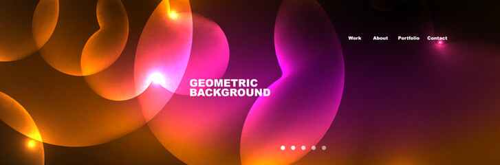 Shiny neon circles and bubbles, dark abstract background with blurred magic neon light, wallpaper design