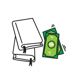 hand drawn doodle book and money illustration vector