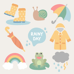 비 날씨 장마 상징 일러스트 이미지 모음