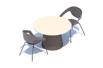 3D round table seating rendering