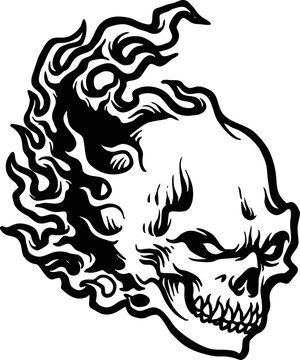 Fire Skull Drawing Flames Silhouette Vector illustrations for your work Logo, mascot merchandise t-shirt, stickers and Label designs, poster, greeting cards advertising business company or brands.