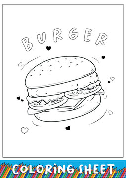 big burger coloring sheet for kids