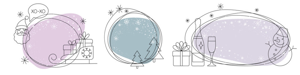 frames on the winter and New Year theme are drawn with a line