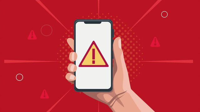 alert symbol in smartphone animation