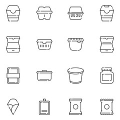 Food and Packaging Line Icon Set