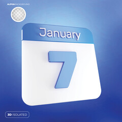 Calendar january 7 3d premium