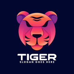 Vector Logo Illustration Tiger Gradient Colorful Style