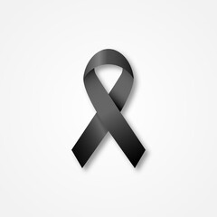 vector illustrasiblack awareness ribbon isolated on white background.terrorisme mourning and death symbol.