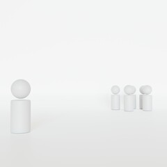 Simple 3D human figure isolated from a group, business concept (3D Rendering)