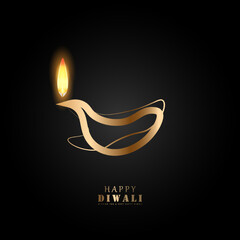 Banner for Indian festival Diwali with Diya , vector illustration - obrazy, fototapety, plakaty