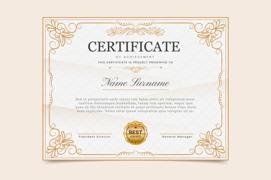 Professional certificate template with elegant elements
