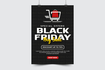 Black Friday sale poster or flyer design template