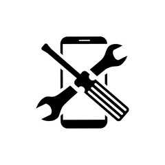 Repair phone icon. Phone service icon