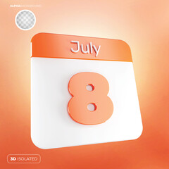 Calendar 8 january july 3d premium