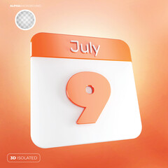 Calendar 9 january july 3d premium