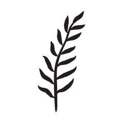 Leafy plant with decorative art isolated vector illustration