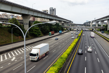 Fototapeta na wymiar National Freeway one in New Taipei, Highway in Taipei of Taiwan