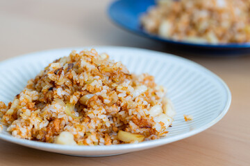 Homemade chinese fry rice dish