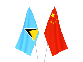 Obraz premium China and Saint Lucia flags