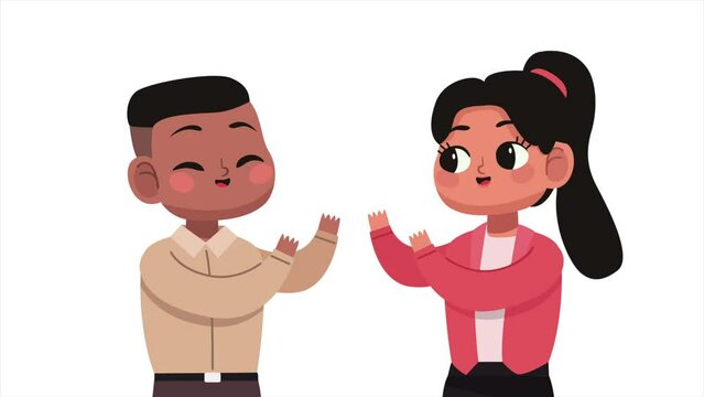interracial business couple characters animation