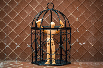 Man Trapped, Prisoner in Cage