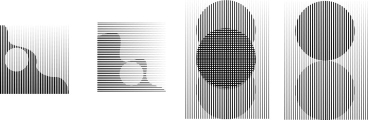 Art composition with lines .Modern art design .Design elements set .Transition speed lines .Bauhaus art style .Geometric shape. Wall art .