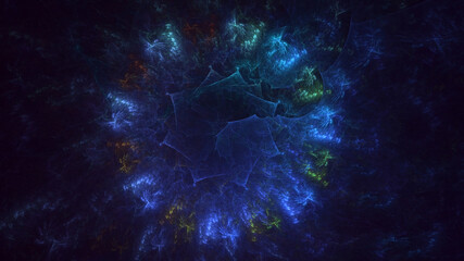 3D rendering abstract multicolor fractal light background