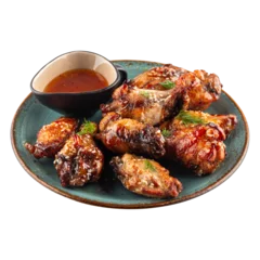 Tuinposter Portion of fried buffalo chicken wings appetizer © Hihitetlin