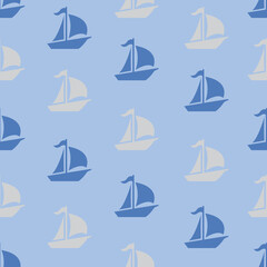 seamless pattern ships with blut theme 