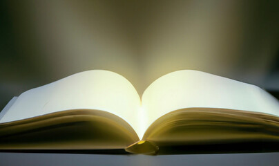 beams of light coming out of book pages, close up