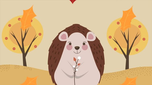 purkopine animal autumn season animation