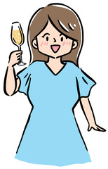 シャンパンで乾杯する女性