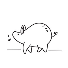hand drawn doodle pig animal illustration vector
