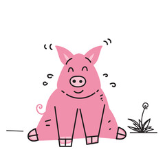 Obraz na płótnie Canvas hand drawn doodle pig animal illustration vector