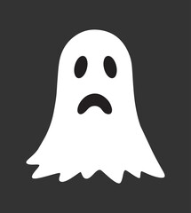 Scary ghost on dark background. Ghost in a white sheet. Ghost in a sheet floating in the air.