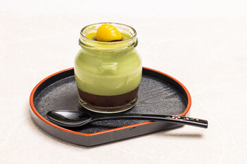 抹茶の和プリン　traditional Japanese Sweet taste desert