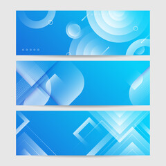 Blue abstract vector long banner background. Modern abstract gradient dark navy blue banner background. Design for poster, template on web, backdrop, brochure, flyer, landing page, and webinar