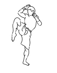 line doodle - man playing boxing