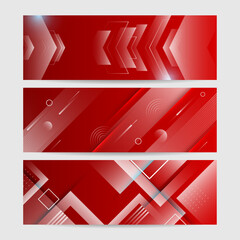 Abstract red banner background design template vector illustration with 3d overlap layer and geometric wave shapes. Polygonal abstract background, texture, advertisement layout and web page