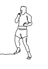 One continuous line drawing, boxing 	
