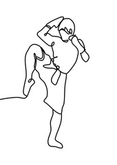 One continuous line drawing, boxing 	