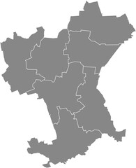 Gray flat blank vector administrative map of SALZGITTER, GERMANY with black border lines of its municipalities