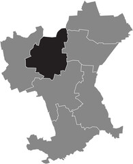 Black flat blank highlighted location map of the ORTSCHAFT NORD MUNICIPALITY inside gray administrative map of Salzgitter, Germany